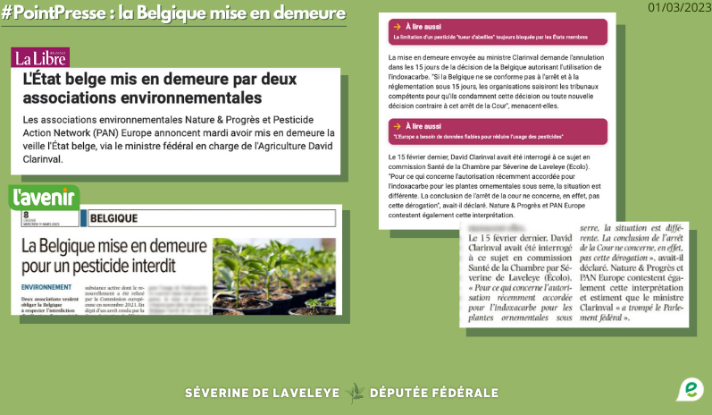 Dérogation pour les pesticides : l’État Belge mis en demeure par la société civile